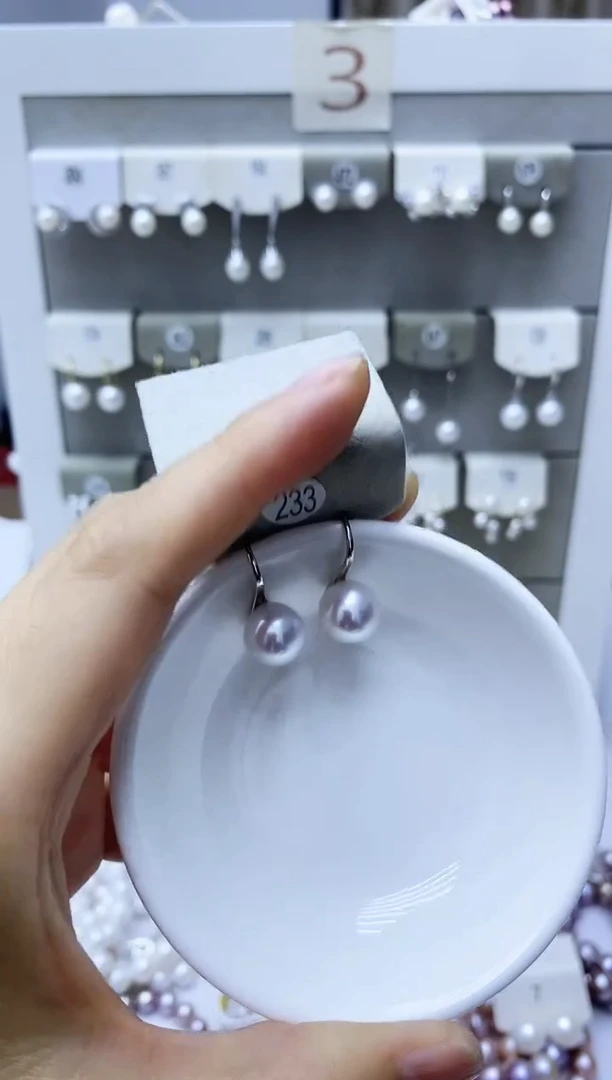 银S925镶嵌淡水珍珠耳饰233