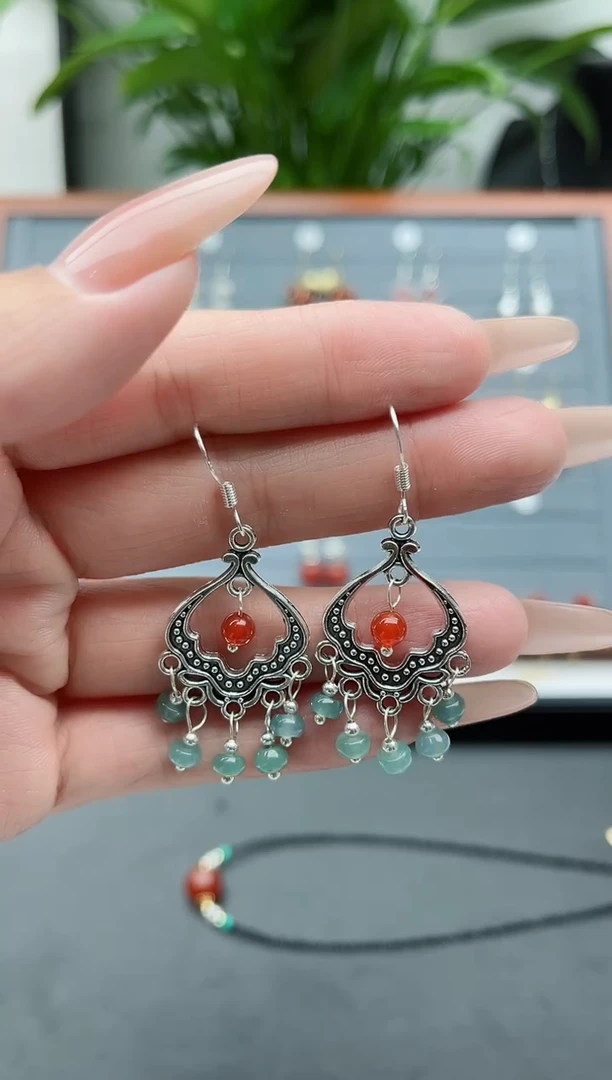 【闪购商品】翡翠耳饰银S925镶嵌8A00000