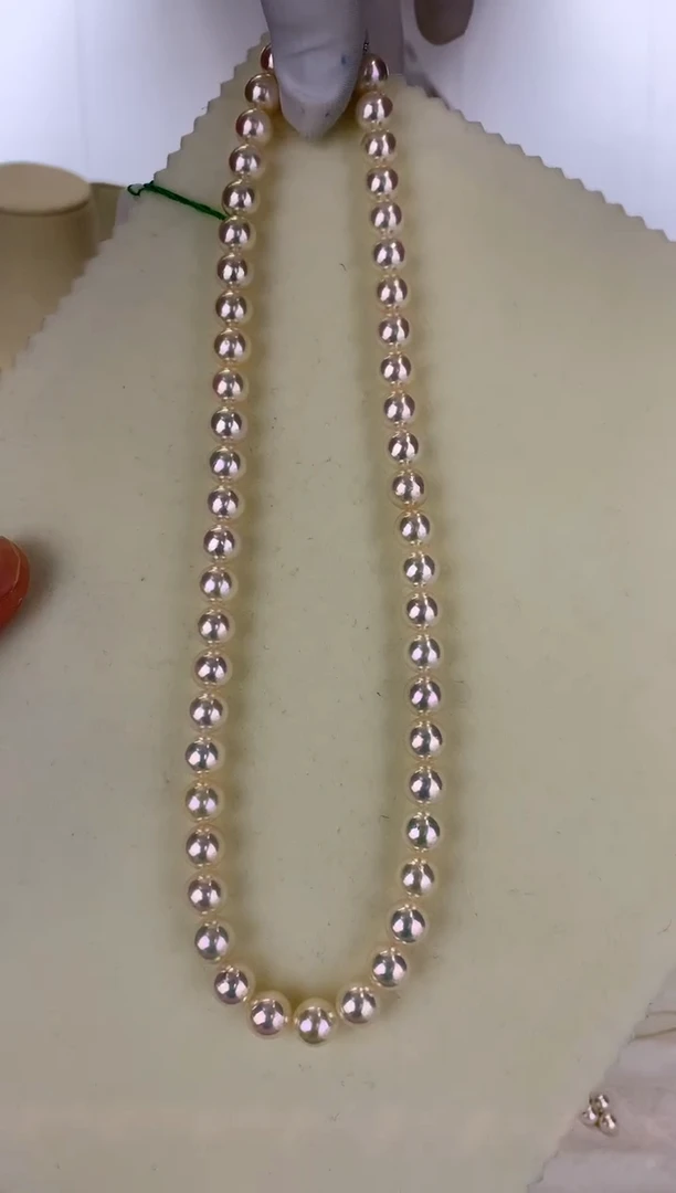 银S925镶嵌DA海水珍珠 GD072 8-8.5 rose串链带大证