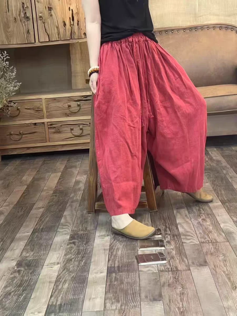 淘衣衣-FF3207夏季新品亚麻砂洗百搭男女同款气球裤（长84臀围160）