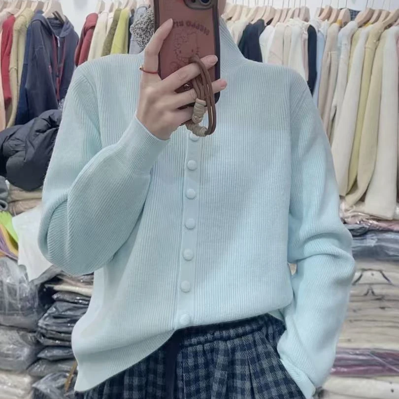 【王晓家】新款韩系包扣针织毛衫