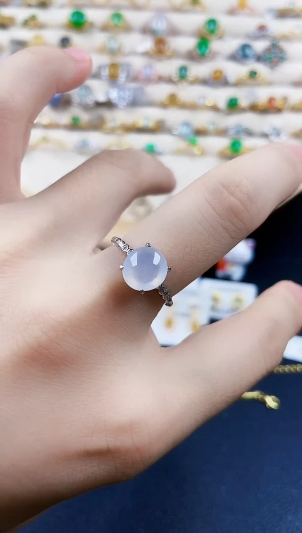 翡翠戒指银S925镶嵌456879