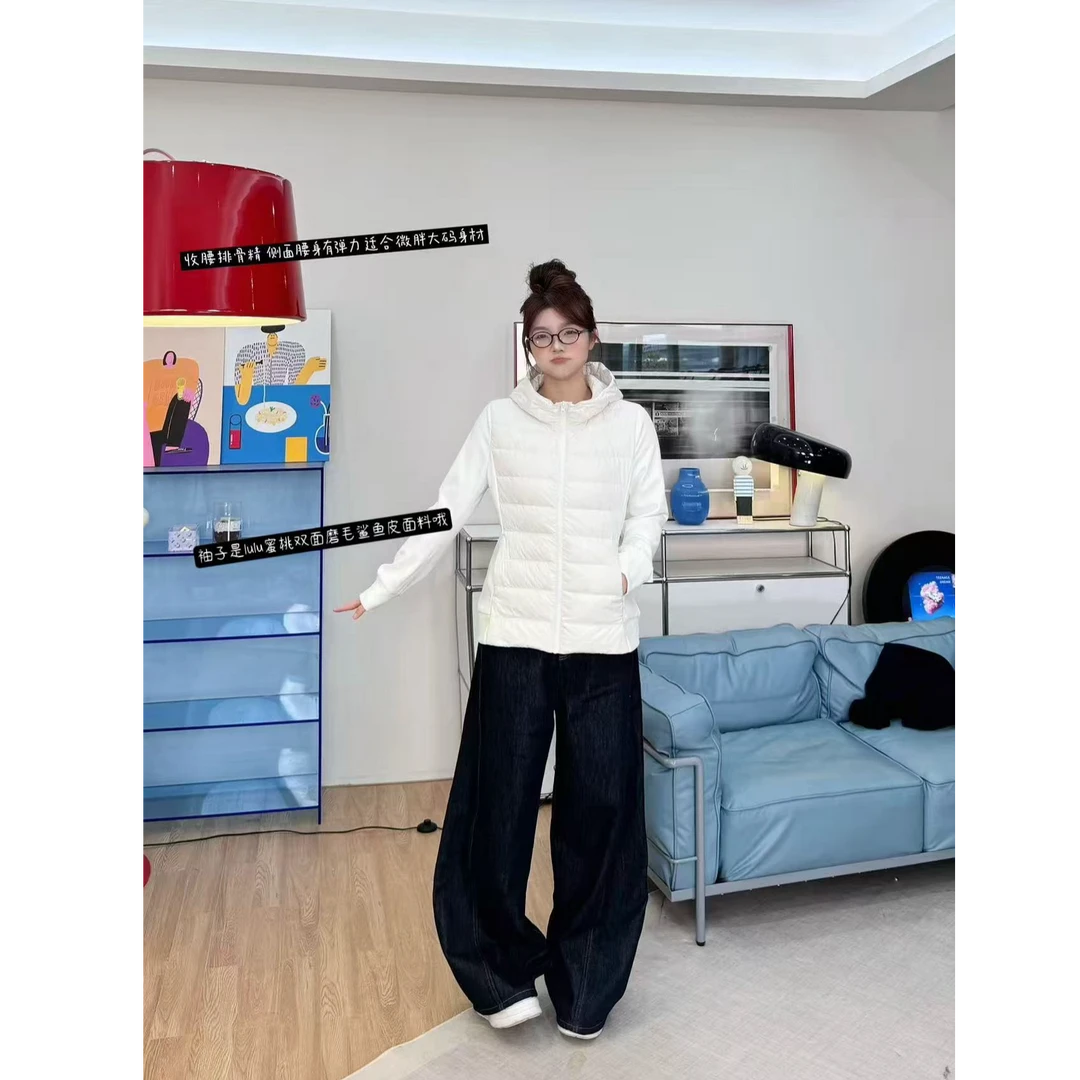 晶咕【排骨王】假两件连帽收腰保暖排骨羽绒外套