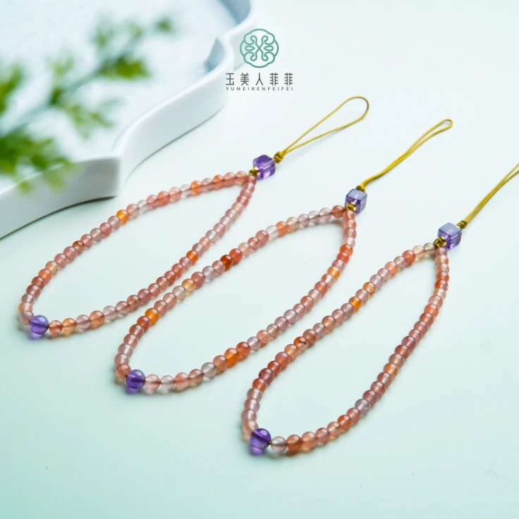 石惑珠宝%南红圆珠手机挂约5mm%多样性发一