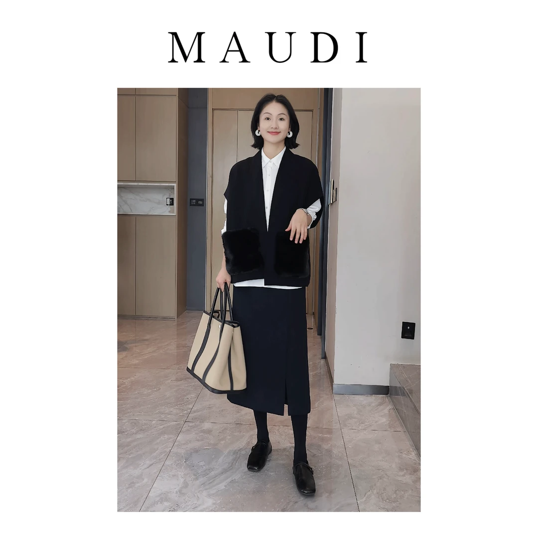 MAUDI瑰丽之夜2025秋冬新款高级感针织无袖马夹女针织马甲女8233