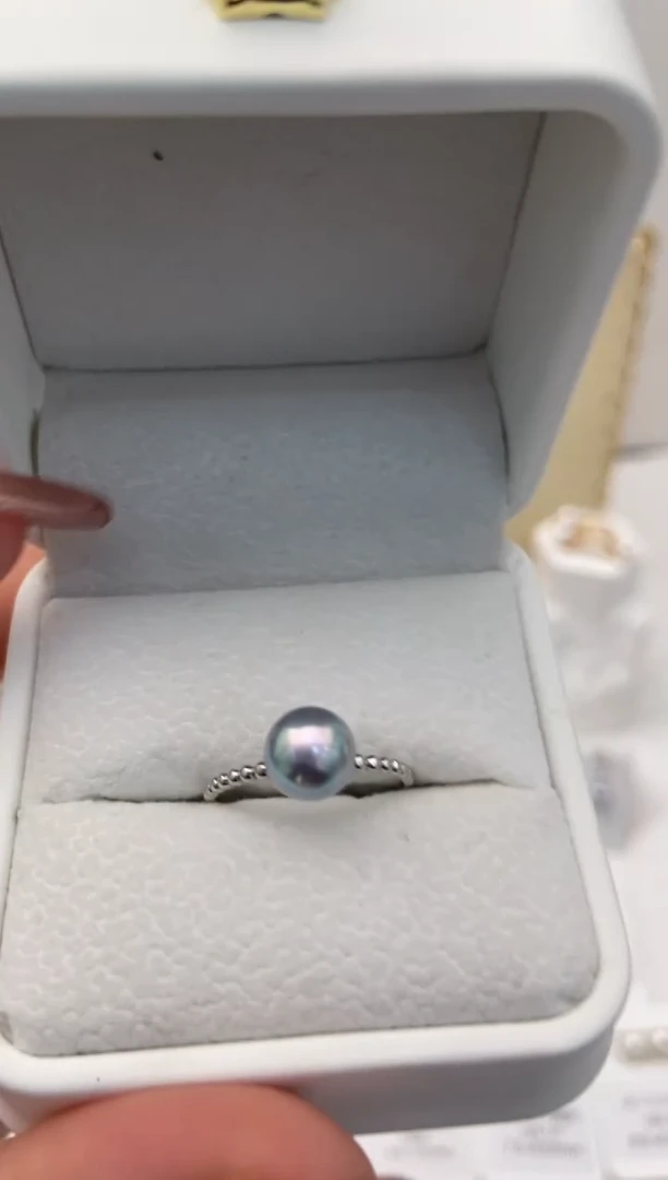 18K金镶嵌戒指海水珍珠真多麻戒指