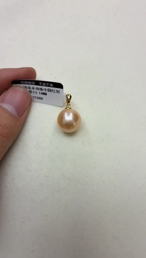 银S925镶嵌DA淡水珍珠吊坠13-14 y1088