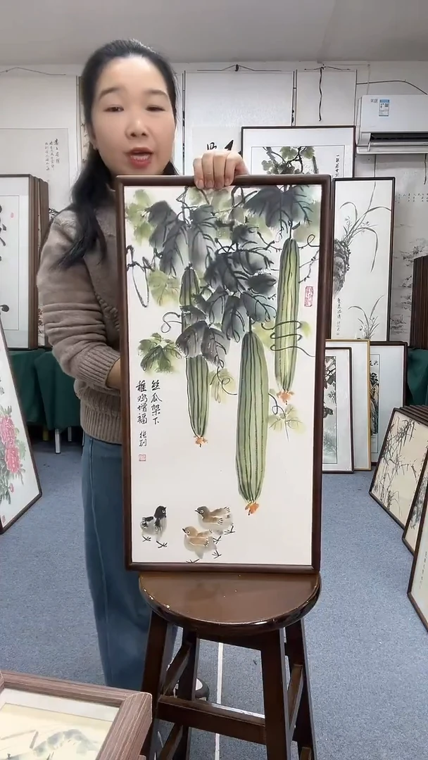 国画尺寸35*68实木画框京东包邮手绘