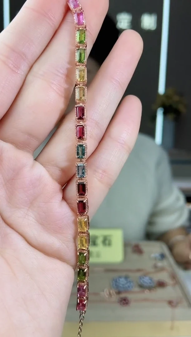 【闪购商品】碧玺手链银S925镶嵌手链