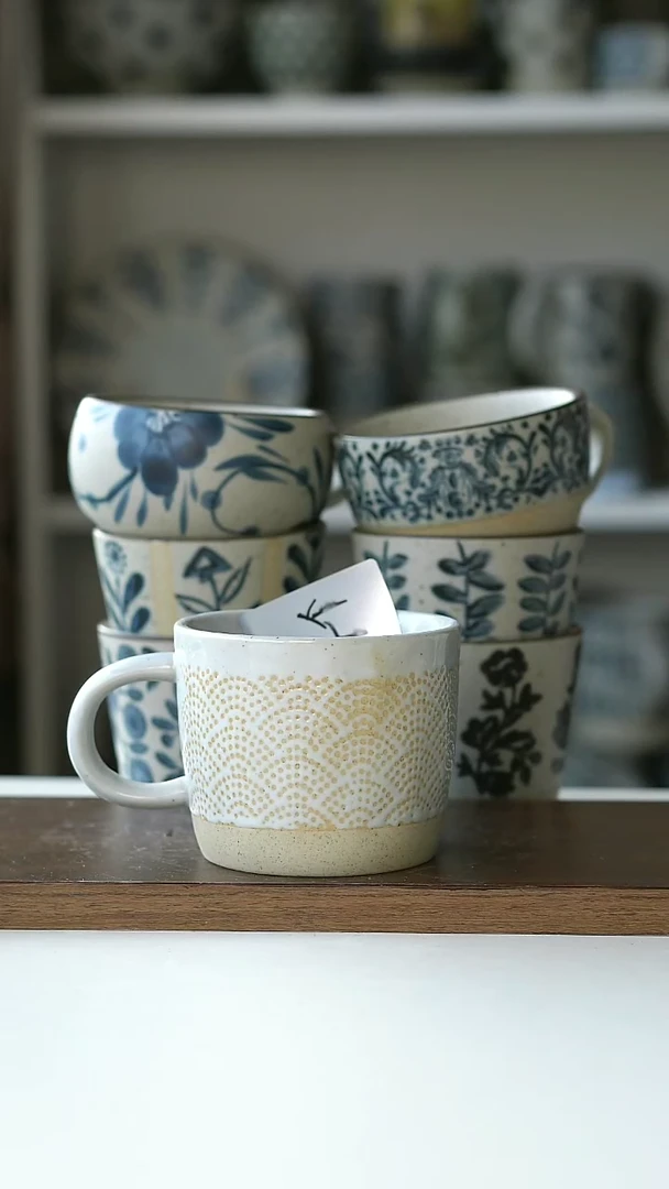 【闪购商品】陶瓷20号粗陶浮雕马克杯微瑕@4-2@