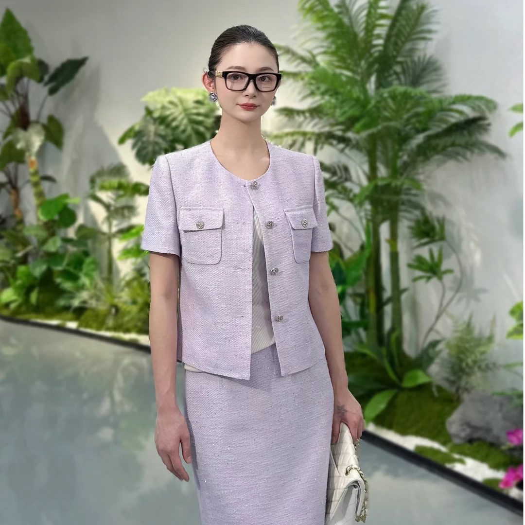 剀剀莉 （紫云烟）夏季上新紫色百搭气质优雅百搭显白短袖小香外套