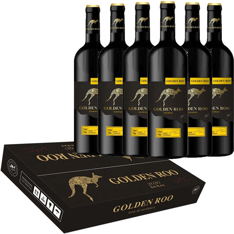 掘金袋鼠澳大利亚原瓶进口红酒整箱礼盒干红葡萄酒15度750ml*6瓶