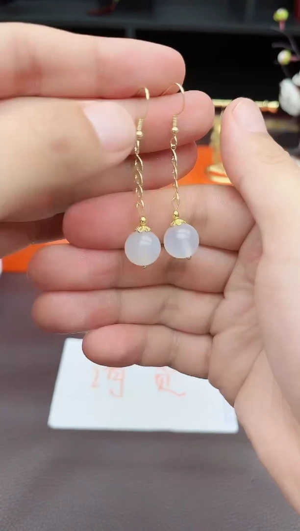 玛瑙/玉髓耳饰银S925镶嵌915000
