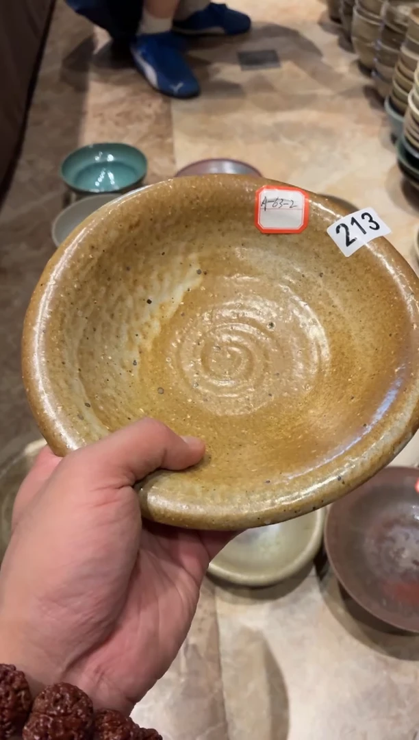 瓷片琦*203，粗陶手工反边碗