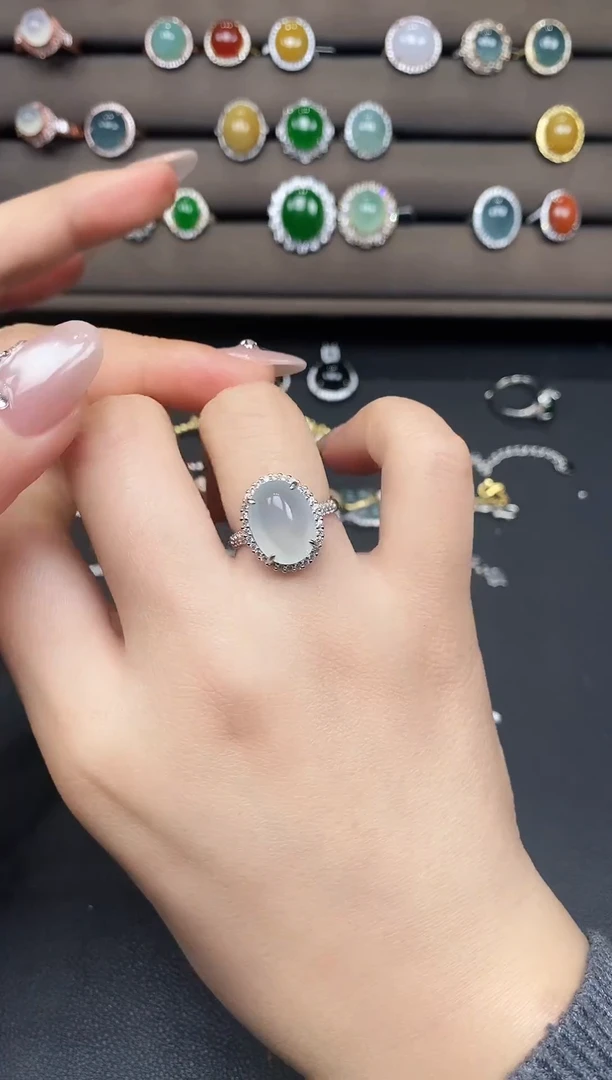 银S925镶嵌戒指翡翠387375