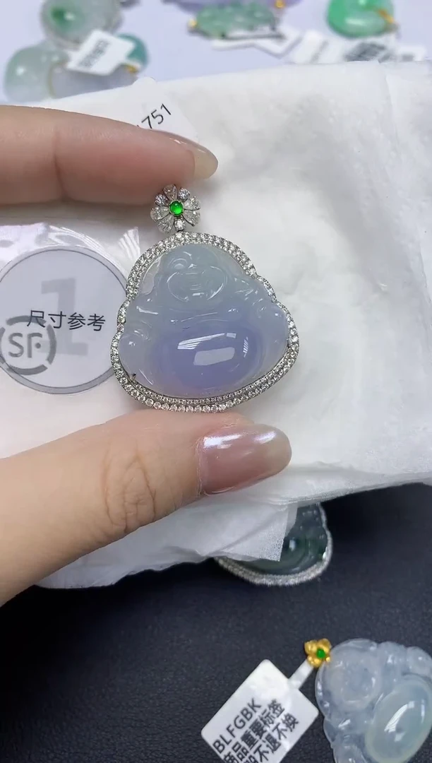 翡翠18K金镶嵌颈饰天然缅甸翡翠A货百元以上9元证书费自理