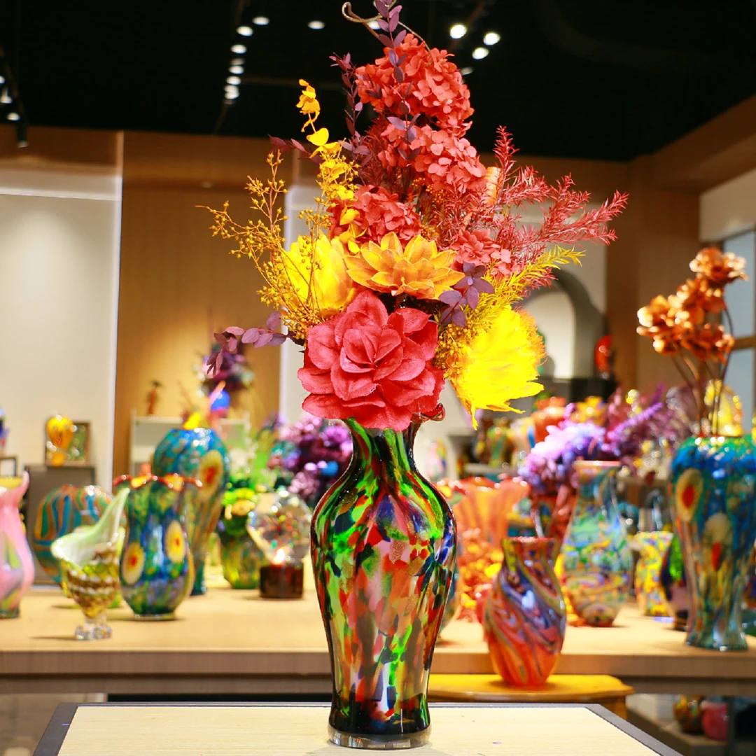 斯器【紫藤花海】原创纯手工水晶琉璃花瓶家装收藏艺术摆件