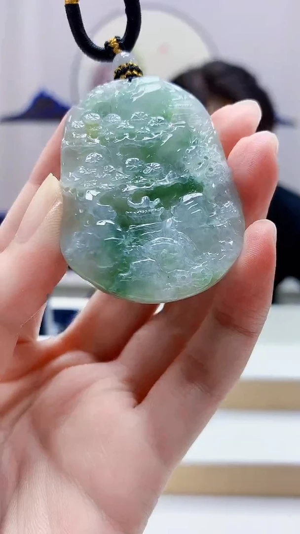 未镶嵌定制翡翠5060zm-毛货挂件93山水