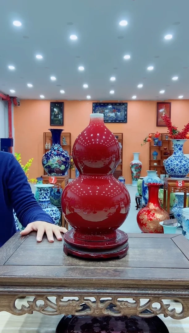 【闪购商品】摆件景德镇陶瓷花瓶郎红葫芦