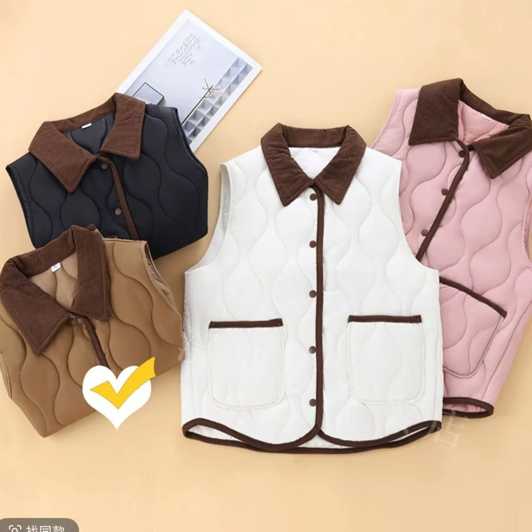 马甲背心外穿加厚新款爆款马夹外套夹棉翻领
