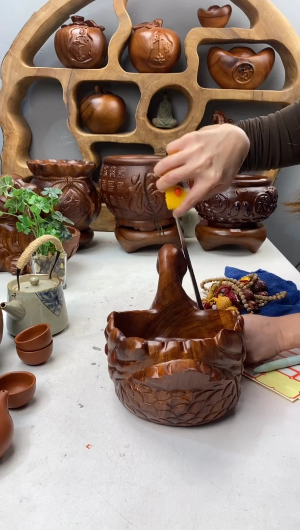 香樟木31天鹅果盆/尺寸