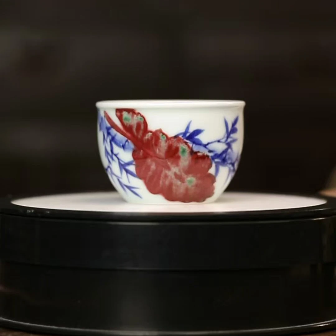 12.27a/QW001/东客/青花釉里红芭蕉缸杯