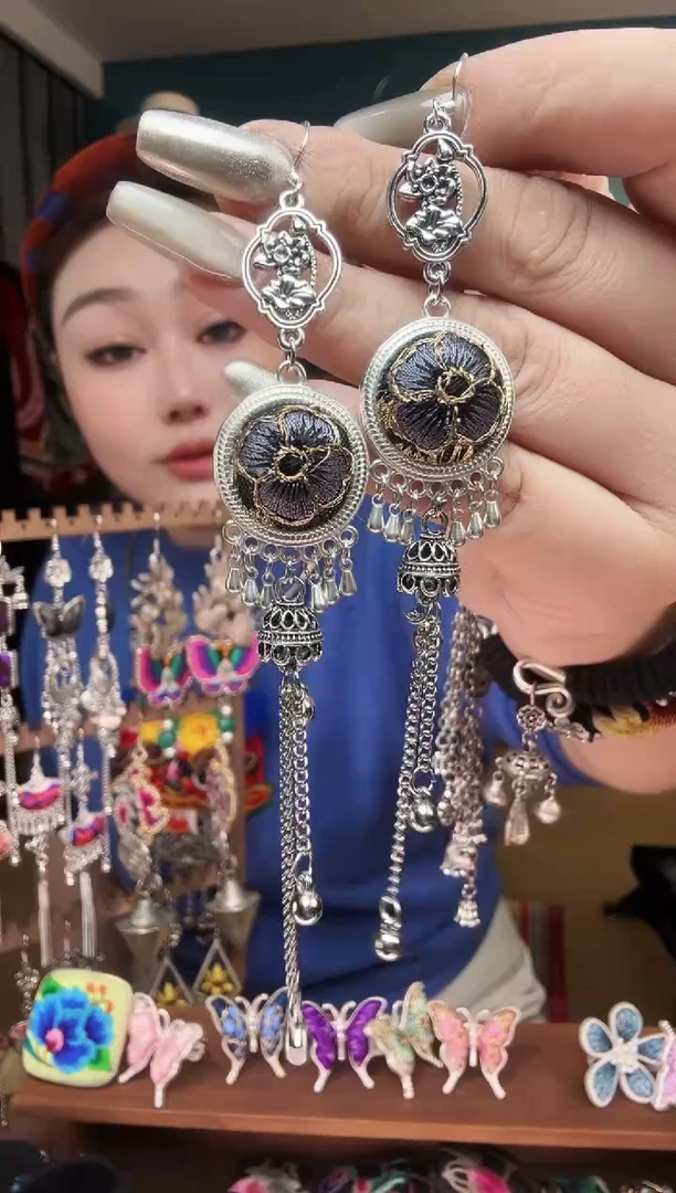 刺绣纯手工民族风刺绣耳环