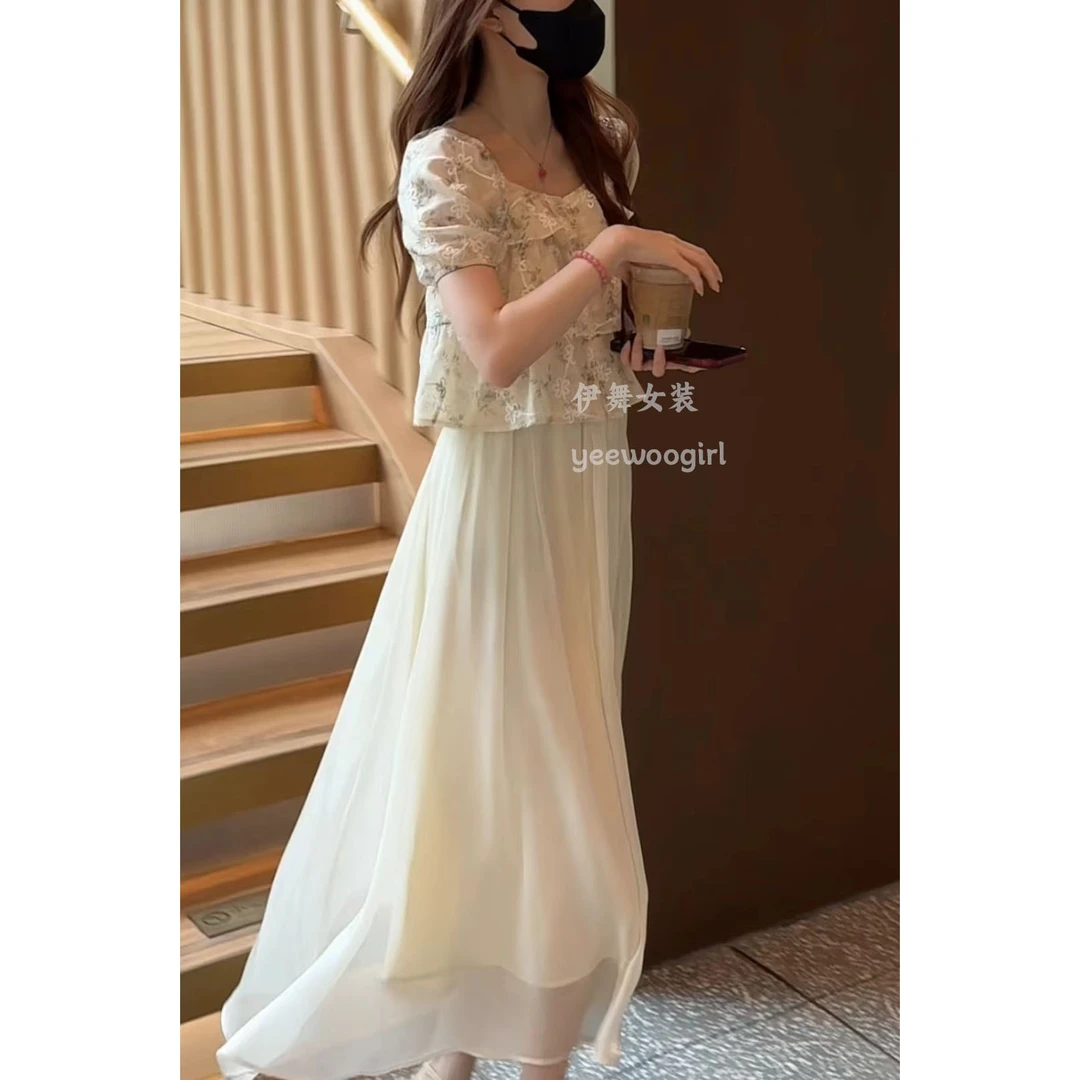 【伊舞】2025新款短袖碎花韩版甜美荷叶边设计感开衫上衣小清新