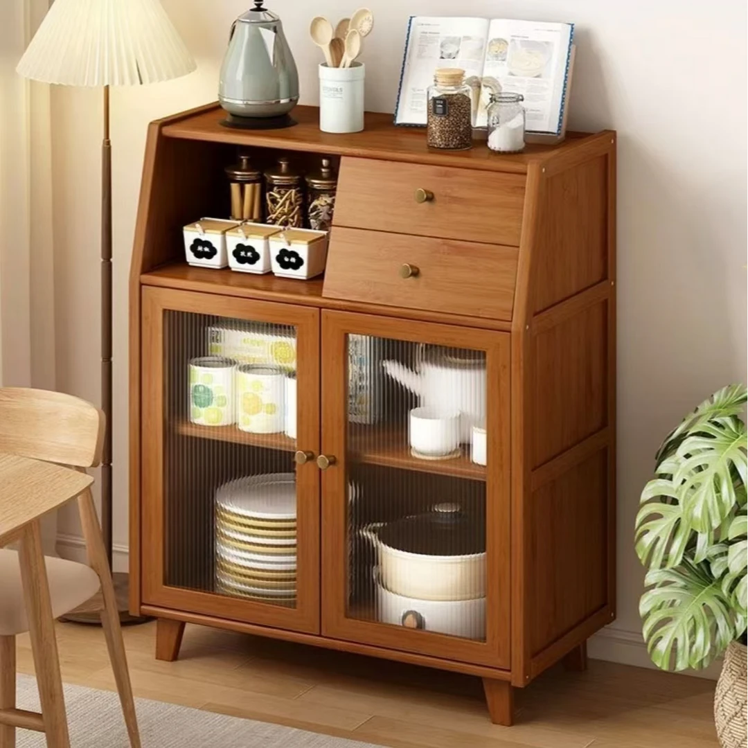 实木餐边柜家用现代简约日式茶水柜储物柜落地收纳柜简易防尘