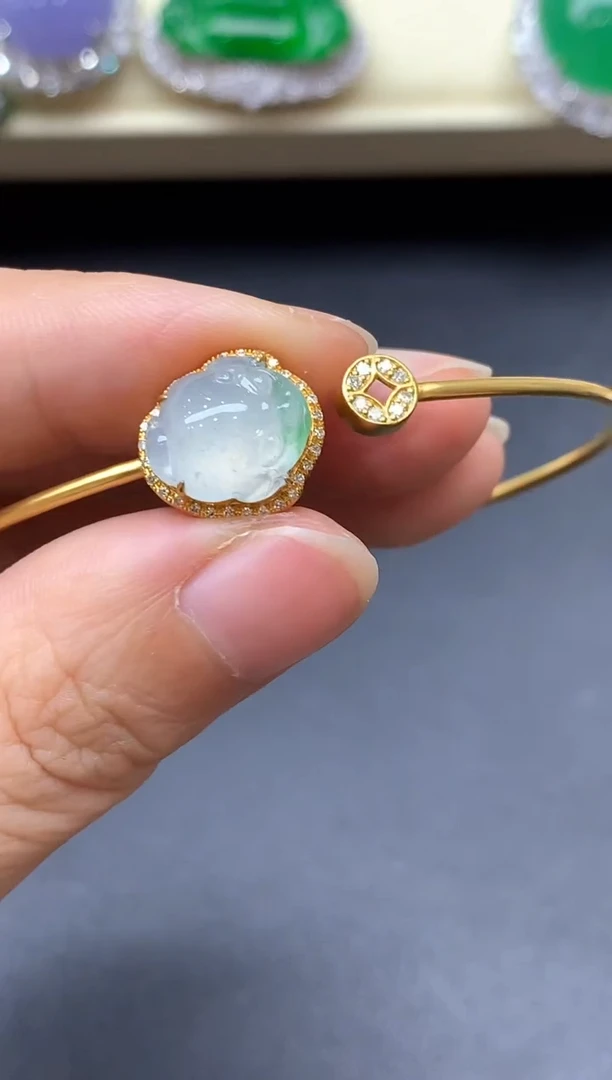 18K金镶嵌手镯翡翠576-中国好珍宝