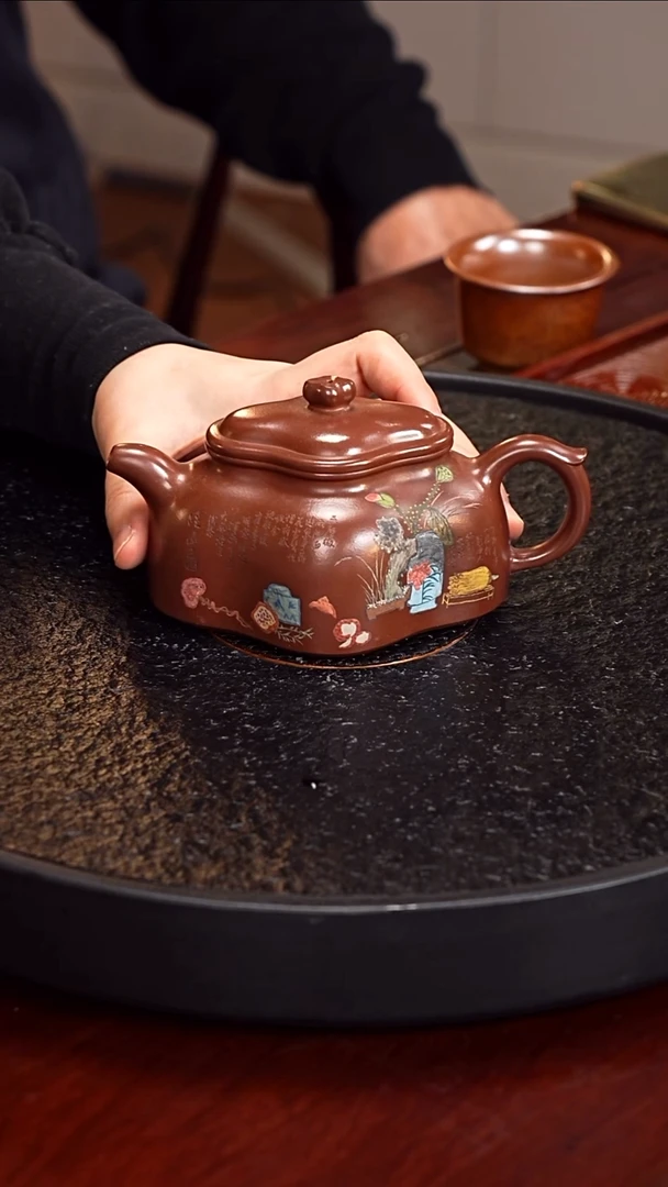 茶壶紫砂赵小俊 菱花141 鸡血砂  270毫升  鸡血砂出馆证明陆俨少