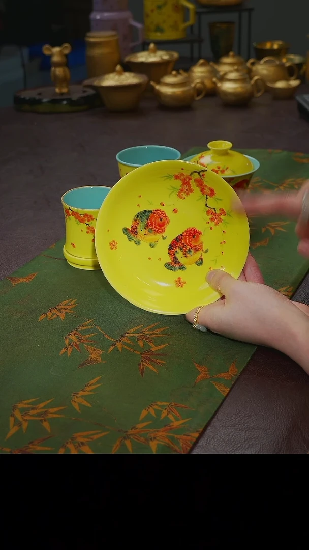 茶杯紫砂【宜景窑娇黄釉系列】壶承