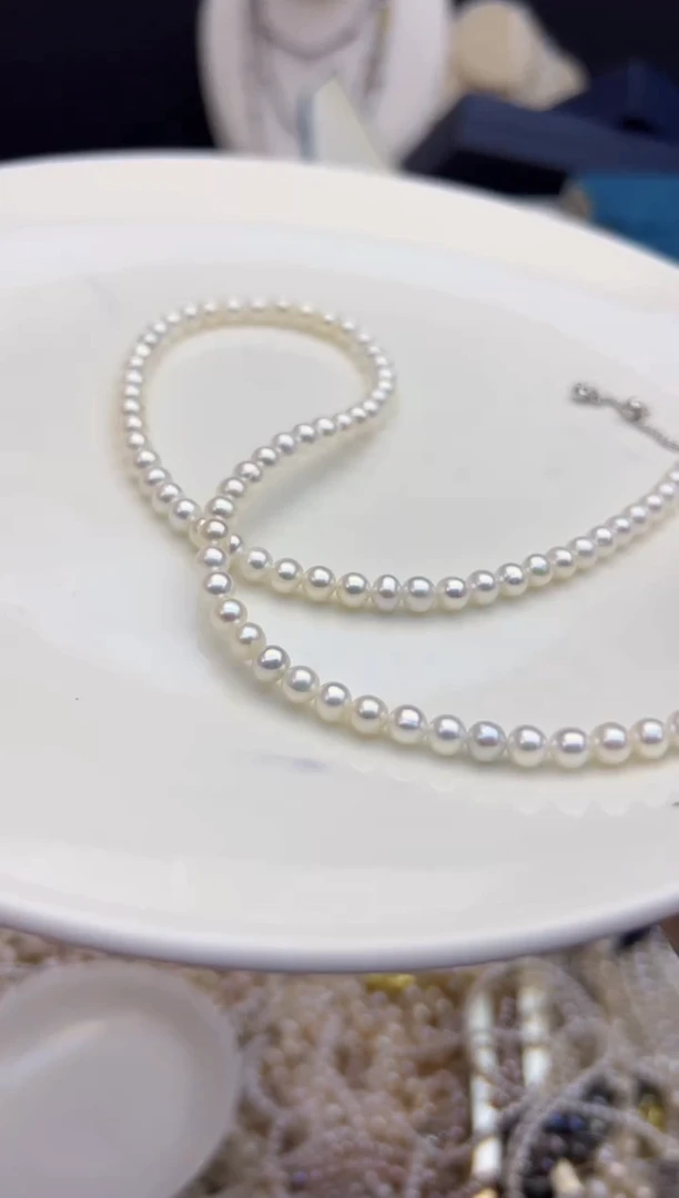 【闪购商品】淡水珍珠86银S925镶嵌强光*珍珠项链5/6mm