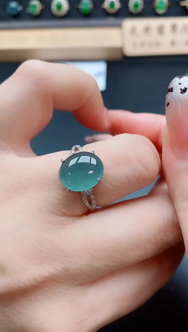 银S925镶嵌戒指翡翠1