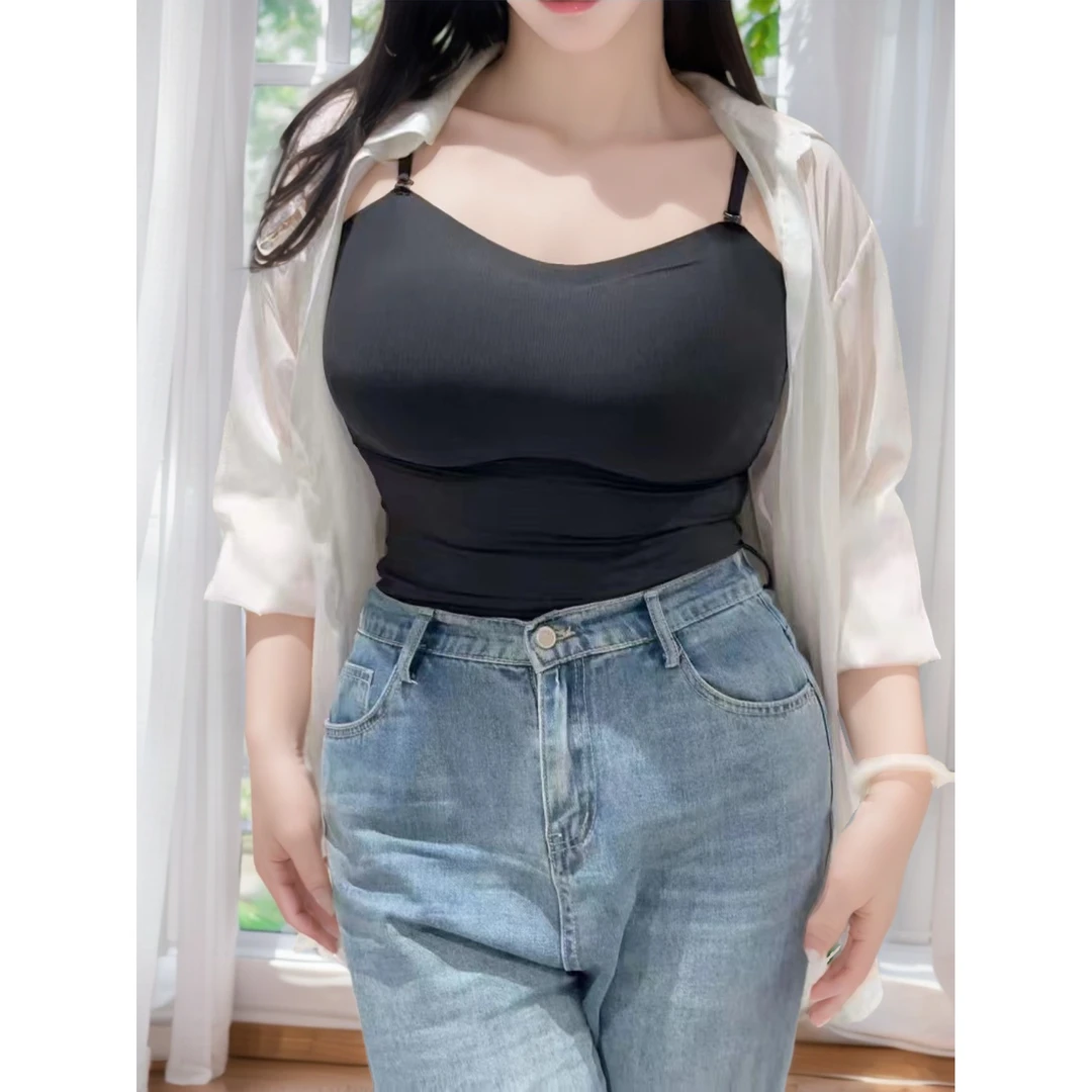 有莱头家留百搭大码美背吊带胸垫内衣文胸一体式背心6618