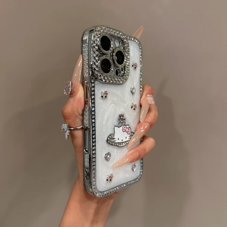 高级镶钻立体西太后KT猫适用iPhone16手机壳14苹果15promax新款13