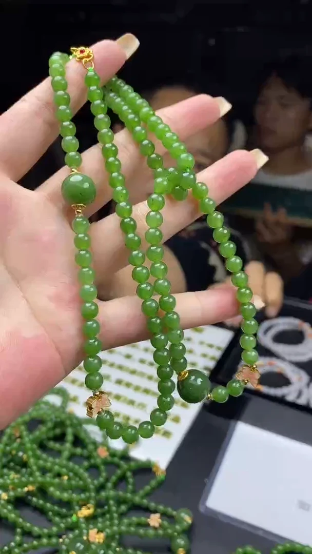 项链银S925镶嵌和田玉多样性-手串项链套装-T133