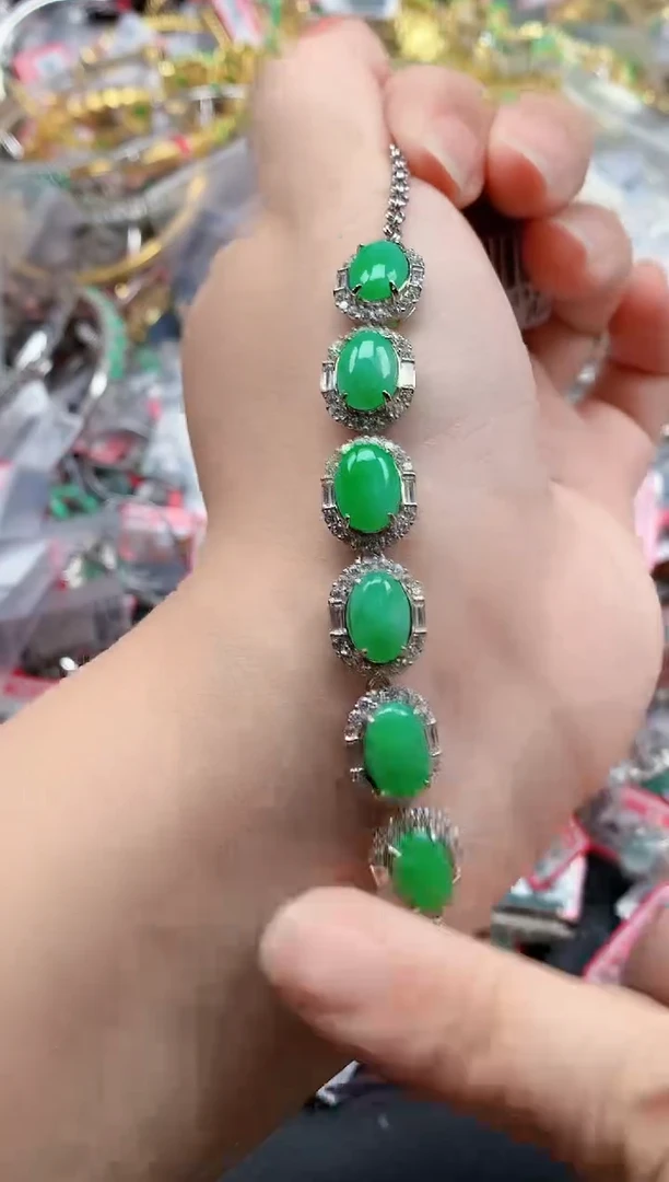 银S925镶嵌戒指翡翠天然A货缅甸翡翠