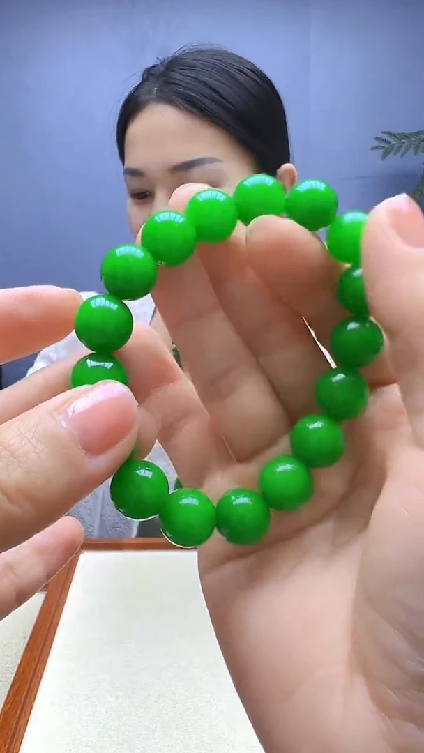 静柏甄选diy颈饰阳绿12mm手链