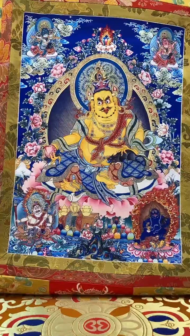 【闪购商品】卷轴画矿物质喷绘  五姓财1.3m金色龙布