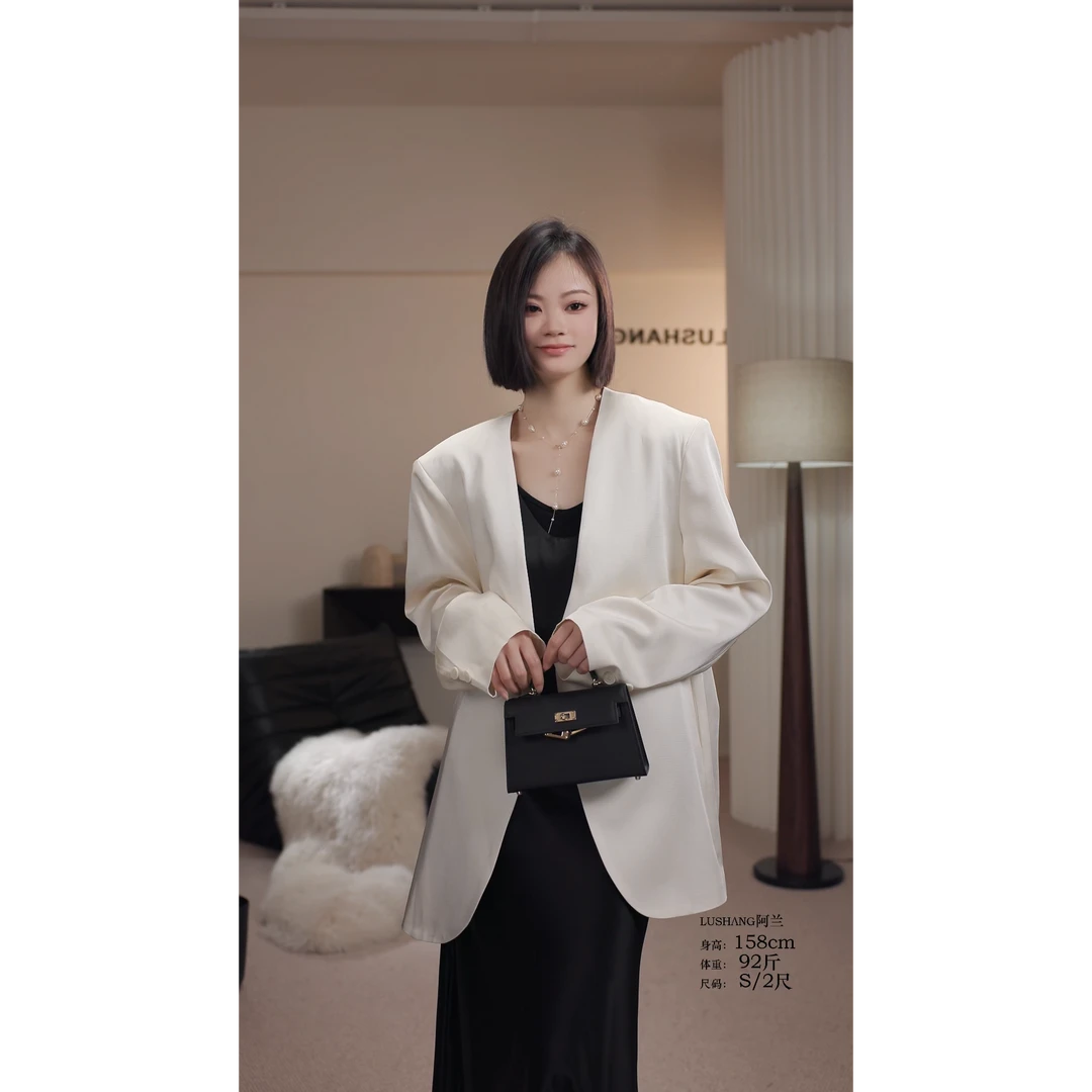 LUSHANG扩版醋酸西装外套30590