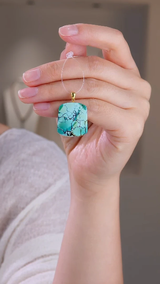 18K金镶嵌绿松石吊坠(不含链)1