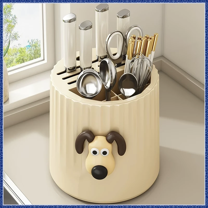 旋转刀架置物架多功能筷子筒厨房台面菜刀架筷笼一体收纳盒D660