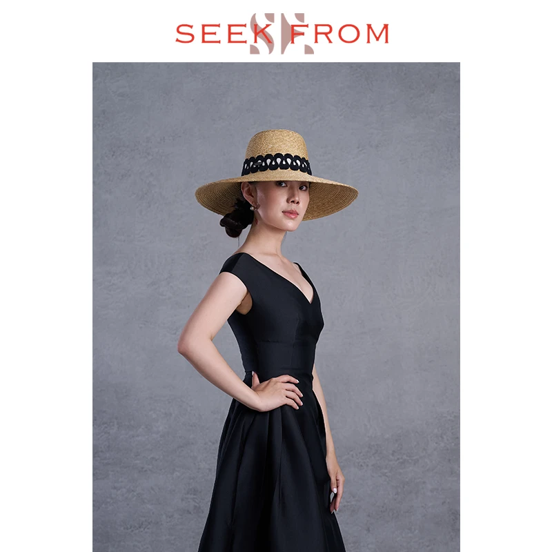觅识seek from草帽春夏设计感天然进口原色度假遮阳大帽檐防晒帽