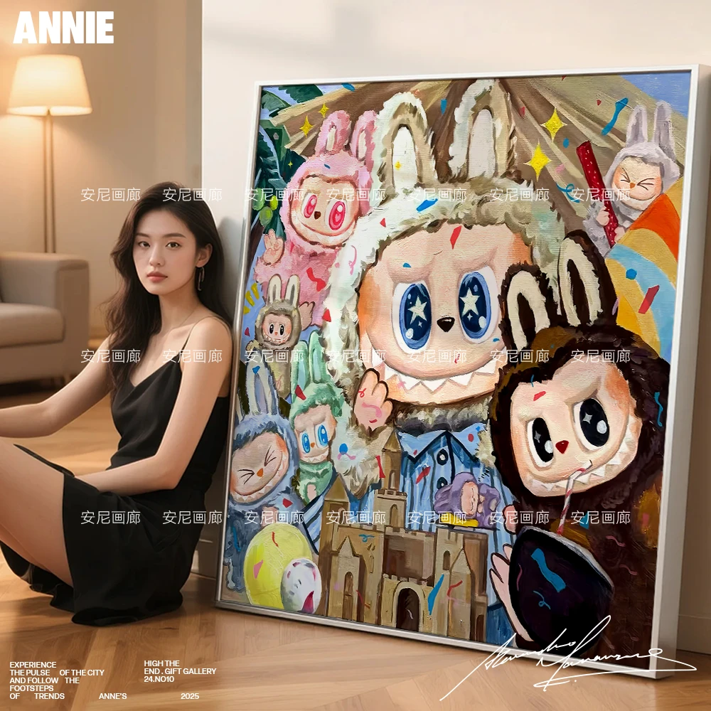 LABUBU集合4拉布布家族ZIMOMO大首领潮流网红高级大装饰画