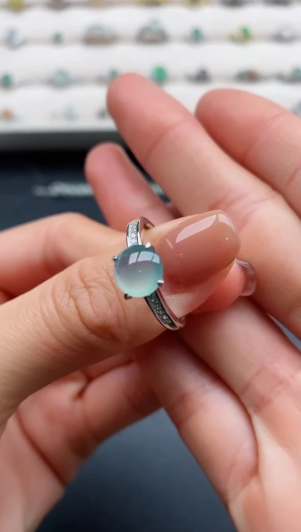 银S925镶嵌戒指翡翠6666666+5