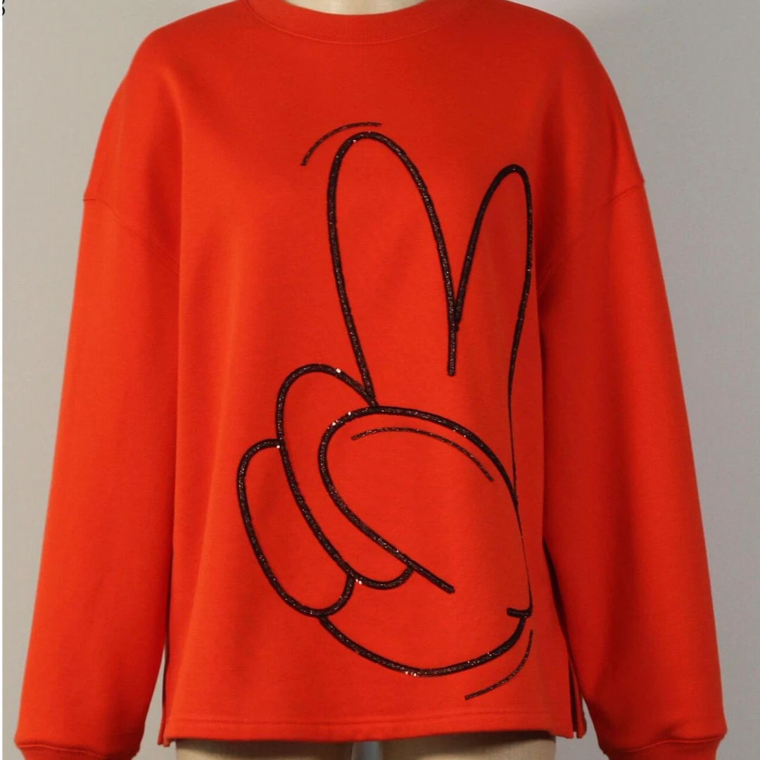 GIRDEAR/哥弟新款开心深呼吸百搭宽松圆领套头卫衣1301059