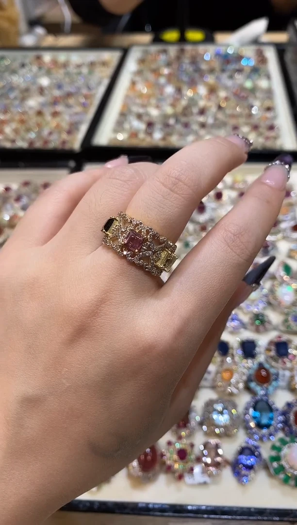 银S925镶嵌戒指定制碧玺楚楚珠宝中古甄选不退换