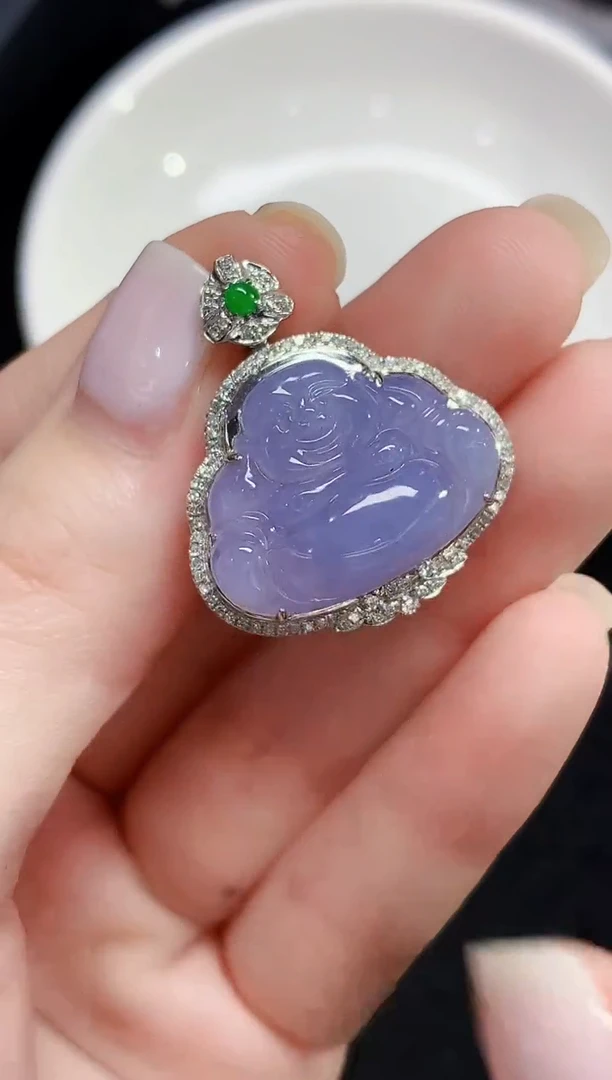 吊坠(不含链)18K金镶嵌翡翠XHM多样性发其一