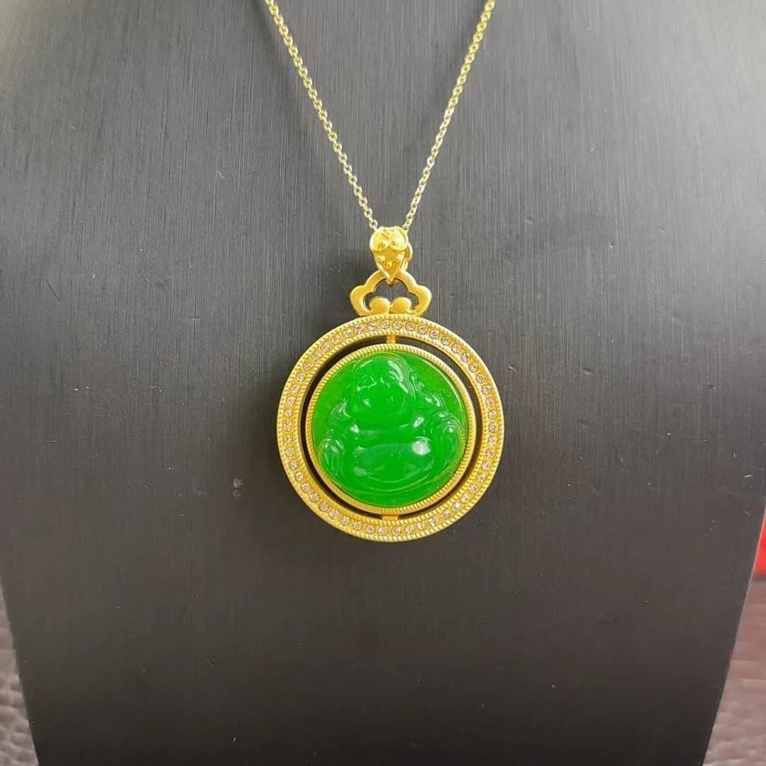 翡翠佛公吊坠D14